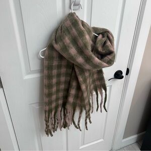 Chic Pink and Green Plaid Scarf